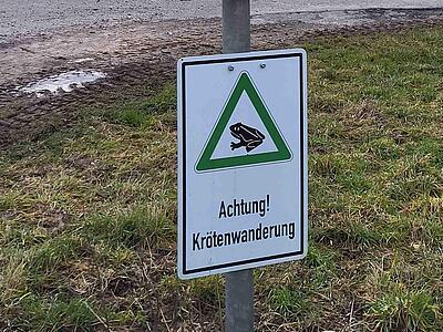 Schild: Achtung Krötenwanderung!